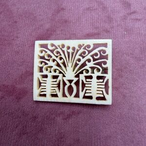 Vintage Intricate Carved Rectangular Brooch